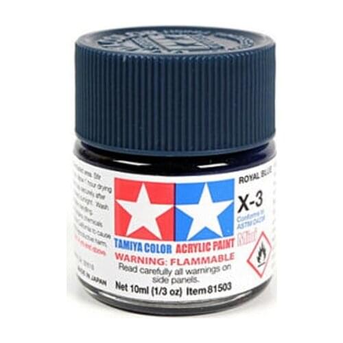 Tamiya 81503 X-3 Royal Blue 10ml Acrylic Paint Gloss Color Mini Bottle Model Paint Jars