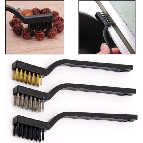 YEODA 3pcs/set 7" 170mm Mini Wire Brush Steel Brass Set Nylon Cleaning Polishing Detail Metal