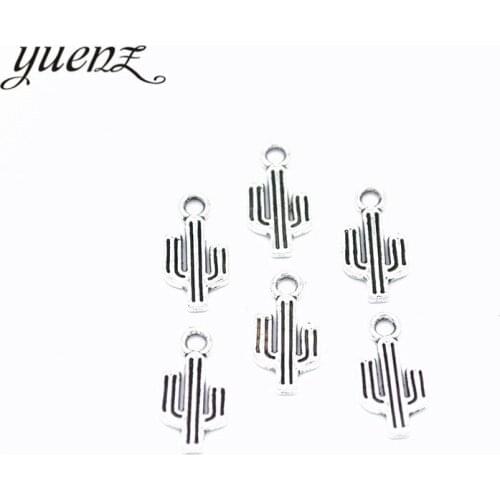 YuenZ 60 pcs Antique silver color cactus charms metal pendant for jewelry making 15*7mm Q234