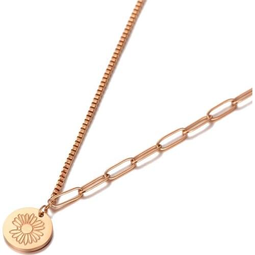 Fashion Small Daisy Flower Charm Pendant Necklace For Women Titanium Stainless Steel Bohemia Party Jewelry N20140