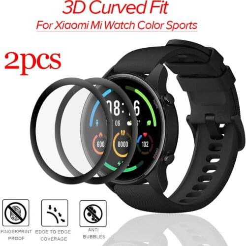 2pcs 3D Curved Edge Full Soft Protective Film Cover For Xiaomi Mi Color Sports Edition Smart Watch Screen Protector (Not Glass)
