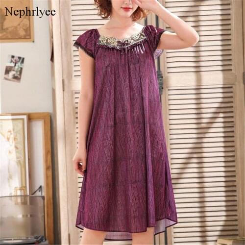 2021 New Sexy Womens Casual Chemise Nightie Nightwear Ice Silk Loose Nightdress Sleepwear Dress Large Size Home Wear SLP161