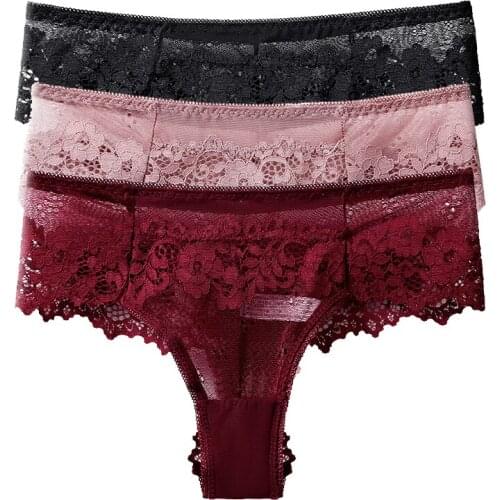 3pcs/lot Womens Panties Sexy Lace Underwear T-back Thongs G-string Briefs Lingerie Pants Female Underpants Intimates