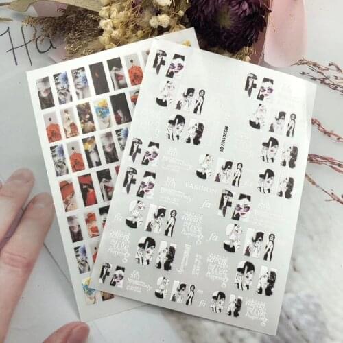 3D Nail Stickers New Fashion Girl Avatar Design DIY Skills Nail Art Decoration Packaging Self-adhesive Transfer Decal Slider