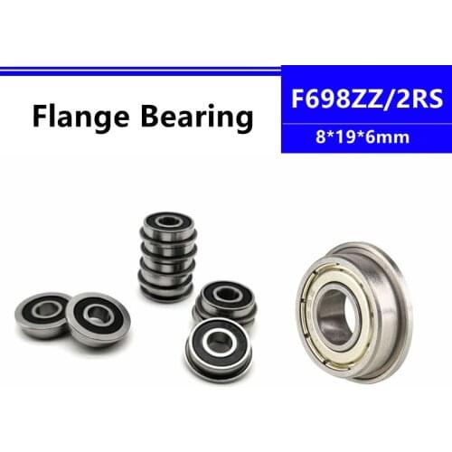 50pcs/100pcs F698ZZ F698-2RS 8*19*6mm flange deep groove ball bearing 8x19x6mm Flanged bearing F698Z F698 F698RS