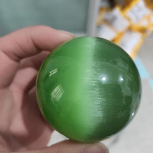 6cm green quartz cats eye crystal ball + stand
