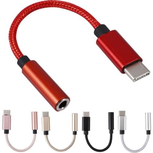 Nylon Type C 3.5 Jack Oortelefoon Usb C 3.5Mm Aux Hoofdtelefoon Adapter Audio Kabel For Huawei V30 Mate 20 P30 Pro Xiaomi Mi 10