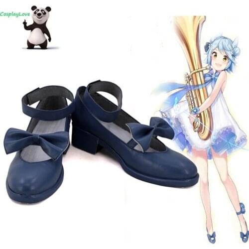 Azur Lane Music Pixy Fubuki Blue Shoes Cosplay Long Boots Leather Custom Made For Party Christmas Halloween