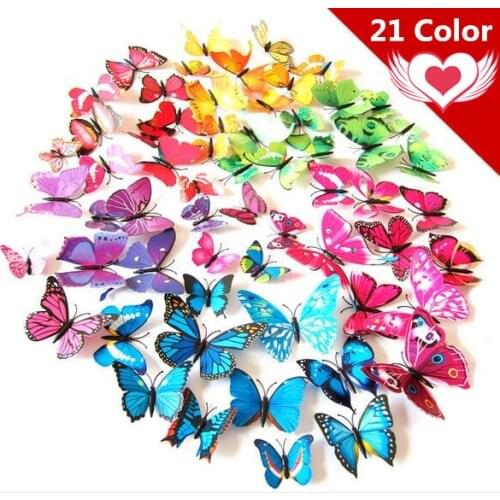Free shipping 12pcs Art Design 3D Butterfly wedding decor Decal Wall Sticker Home Decor Room Decorations Z1