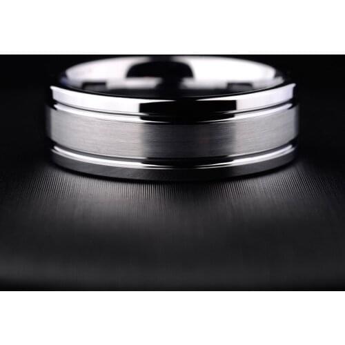 Free Shipping Casual 7m Width Mans Fashion Rings White Tungsten Carbide Ring Brushed the Surface Two Grooving For Man Size 7-12