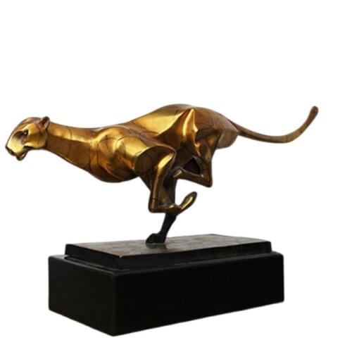 Tooarts Leopard Bronze Figurines Modern Metal Artificial Statue Craft Animal Sculpture for Office Home Decoration Accessories