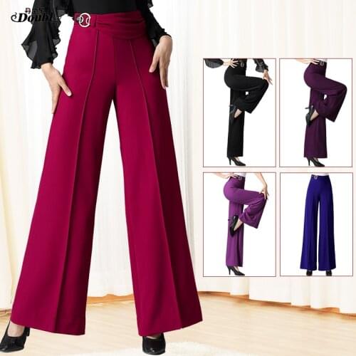 Doubl Latin dance training suit high waist ballroom dance pants wide leg pants modern dance pants fashion practice women clothes