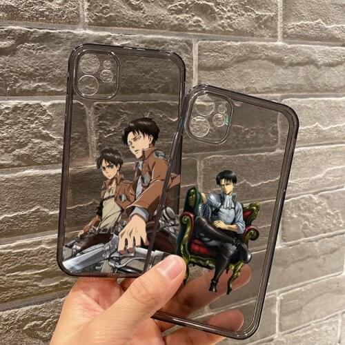 Attack on titan Phone Case For iPhone 12 11 8 7 se 2020 mini pro X XS XR MAX Plus Black Transparent Cover