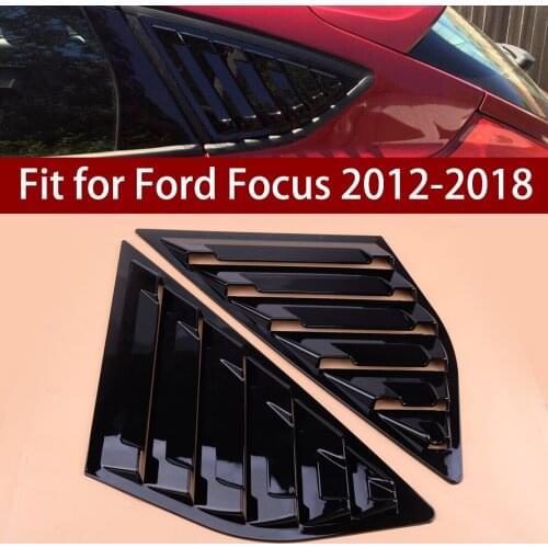 CITALL 2Pcs Glossy Black Quarter Window Louvers Side Vent Panel Sticker Trim Cover Fit for Ford Focus MK3 Hatchback 2012-2018