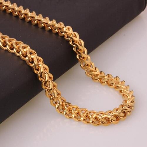 Hip Hop Jewelry 6mm Snake Flat Stainless Steel Chain Gold Color Golden 60cm Long Necklace For Women/Men Jewelry