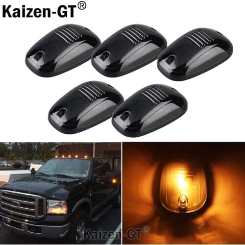 5pcs Amber LED Cab Roof Top Marker Running Lights For Truck SUV 4x4 (Black Smoked Lens Lamps)