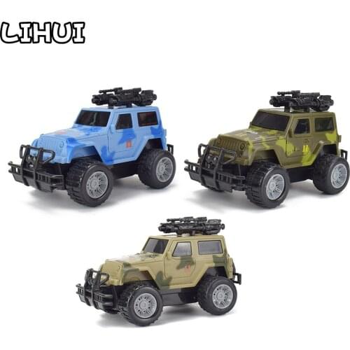 Inertial Diecast Truck Jeeps Off Road Vehicles Model Toys for Children Light Flashing Music Pull Back Car Toy for Kids Boys Gift