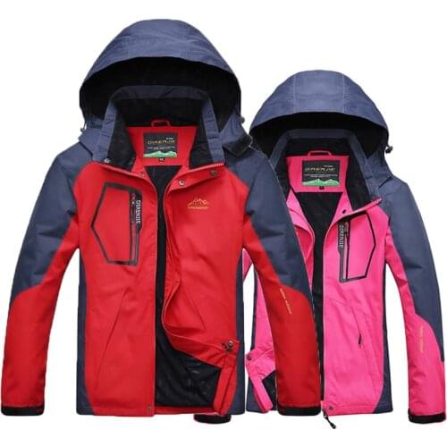 Outdoor Hiking Jacket Men Women Spring Autumn Fleece Windproof Waterproof Couple Jackets Camping Climbing Cycling Rain Coats 5XL