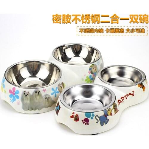 Pet Bowl, Dog Stainless Steel Double Bowl, Two-in-one Dog Bowl, Non-slip Cat Bowl, Pet Feeding Supplies