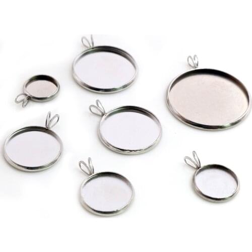 Fashion 8-25mm Inner Size Stainless Steel Material Simple V Style Cabochon Base Cameo Setting Charms Pendant Tray