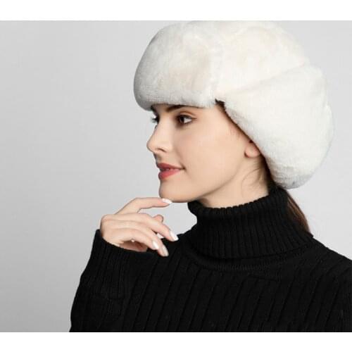 Trendy Ear-Flapped Lei Feng Cap Lady Winter Thicken Keep Warm Couple Fashion Earflap Cap Winter Women Faux Fur Russia Hat