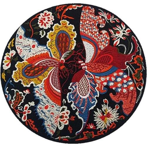 New Arrival Ethnic Style Round Embroidery Patch Butterfly Pattern Clothes Applique Decoration DIY Craft Sewing Accessoreis