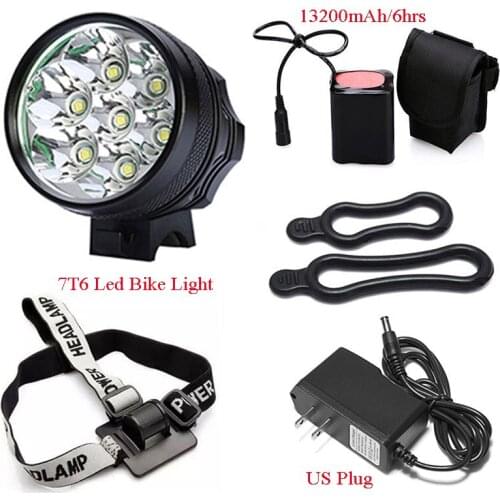 DC Rechargeable Bicycle Headlight For Bike Front Light MTB Headlamp Lighting Cycle Lamp 13200mAh Battery Pack Long Time Running