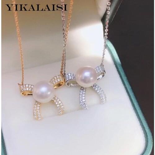 YIKALAISI 925 Sterling Silver Necklaces Jewelry For Women 9-10mm Oblate Natural Freshwater Pearl Pendants 2021 Wholesales