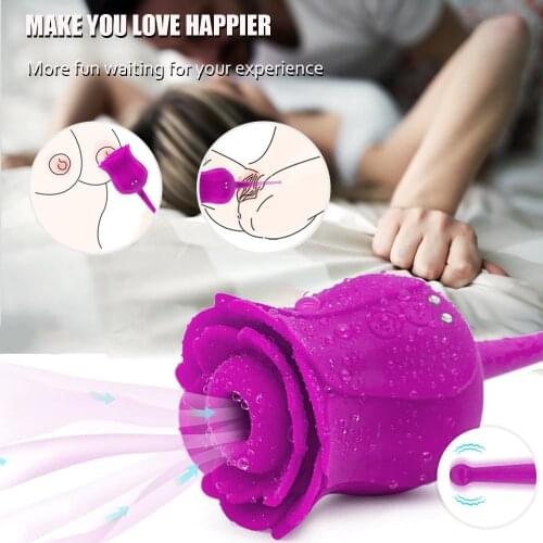 Rose Tongue Vibrating Sucking Vibrator For Women Nipple Sucker Licking G-Spot Clitoris Stimulation Adults Sex Toys For Couple