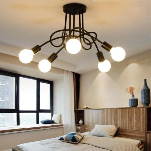 Modern Loft Curve Chandelier lighting Vintage Ceiling Lamp lustre bending personality for bedroom Living Room home Spider chande
