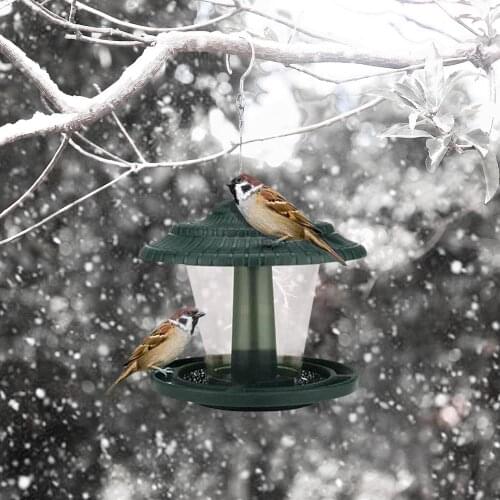 Outdoor Wild Bird Feeder Plastic Outdoor Garden Backyard Decoration Waterproof Pet Bird Feeders with Iron Hook