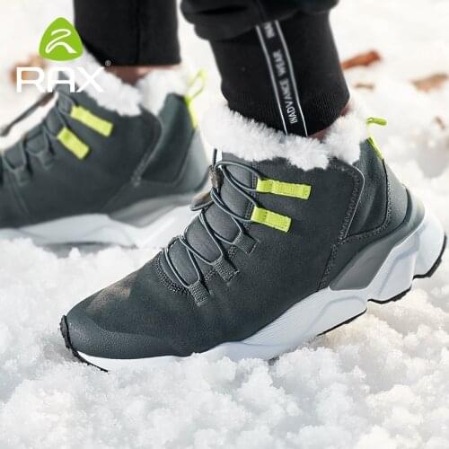 RAX 2020 Outdoor Hiking Shoes For Men Women Breathable Geunine Leather Snow Boots Walking Shoes Hiking Shoes Fleece Winter Boots