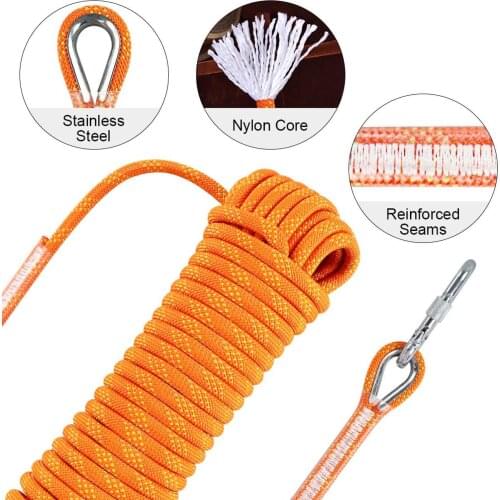 Outdoor Climbing Rope 10M High Strength Safety Rescue Rope Survival Tool With Hook