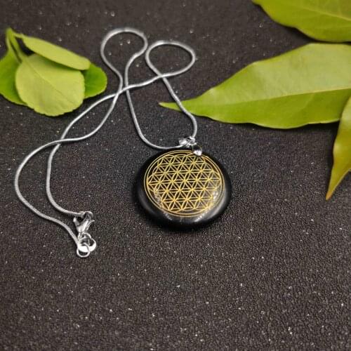 High quality natural stone quartz white crystal pendant pendulum flower of life pendants 7 chakra pendule orgonite ne