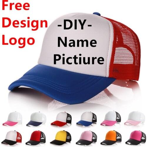 Factory Price Free Custom Logo Baseball Cap Adult Child Personality DIY Design Trucker Hats Blank Mesh Cap Men Women