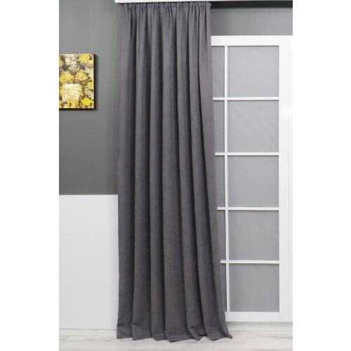 Perle Home Honeycomb Velvet Textured Background Curtain 150x270 Straight Welded Ekstrafor Shir Gray Color