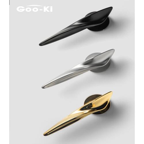 Gold Irregular Streamline Door Lock Handle Anti-theft Modern Furniture Gate for Home Security Interior Lock Set Door Hardware