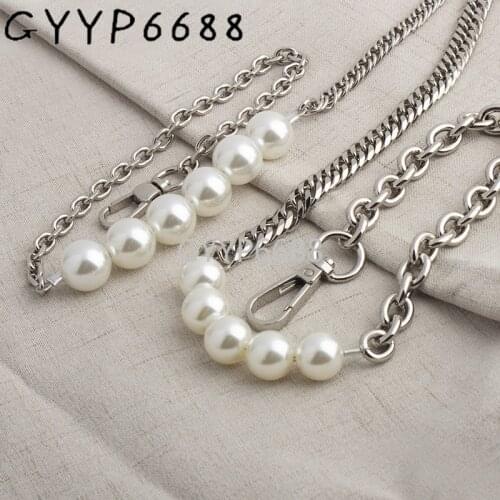 1-5 pieces Iron 2 styles Silver Pearl double weave grinding chain Handbag Women Bandle For With Pearl