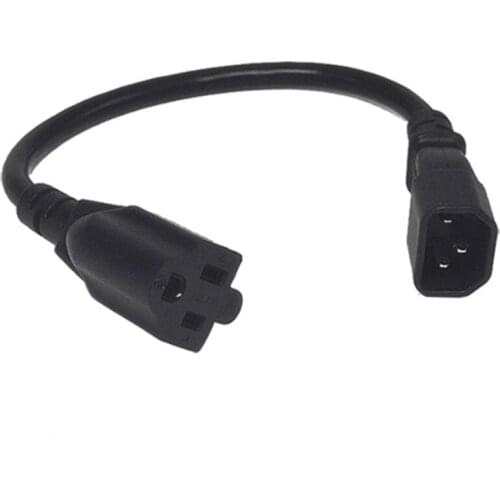 1ft IEC 320 C14 Male Plug to NEMA 5-15R 3 Prong Female PC Power Adapter Cable Black