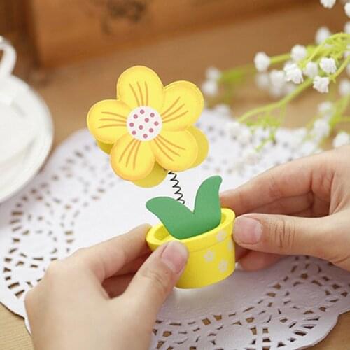 10PCS Flower Shape Small Flowerpot Wooden Folder Note Holder Photo Folder Business Card Holder Decoration Wholesale Small Gifts