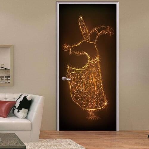 2Pcs/set Muslim Festival Celebrat Door Stickers islam Style Wall Sticker Bedroom Living Room Decor Poster PVC Waterproof Decal