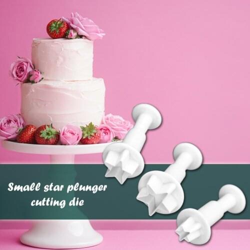 3pcs Silicone Star Plunger Fondant Mold Environmental Protection and Durability Biscuit Cookies Cutter DIY Cake Decor