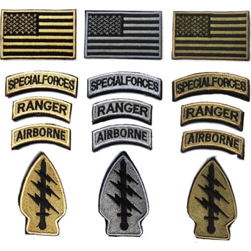 5pcs Set Army Special Forces Embroidery Patch US Flag Ranger Tab Military Emblem For Cloth Bag Tactical Patches
