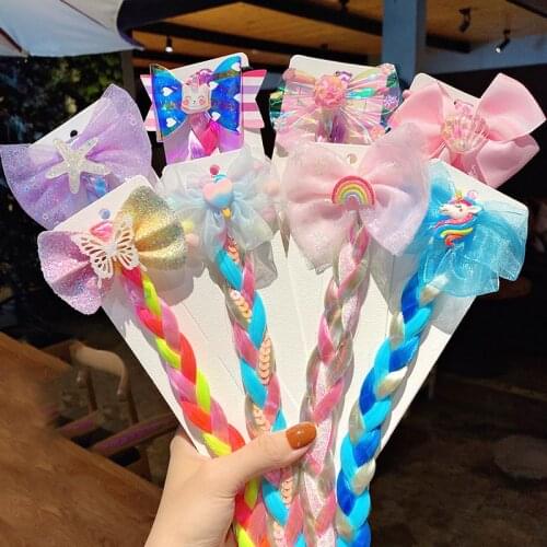 Sequin Glitter Unicorn Hair Scrunchies Ponytail Hair Ropes for Girls New Colorful Wig Pigtail Elastic Hair Rings Kids Headwear