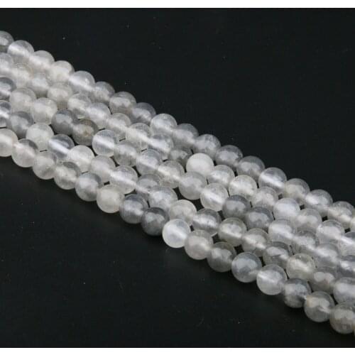 Natural Cloud Crystal Stone Beads Necklace Accessories Round Cloud Quartz Stone Charms For Jewelry Making Bracelet Earrings