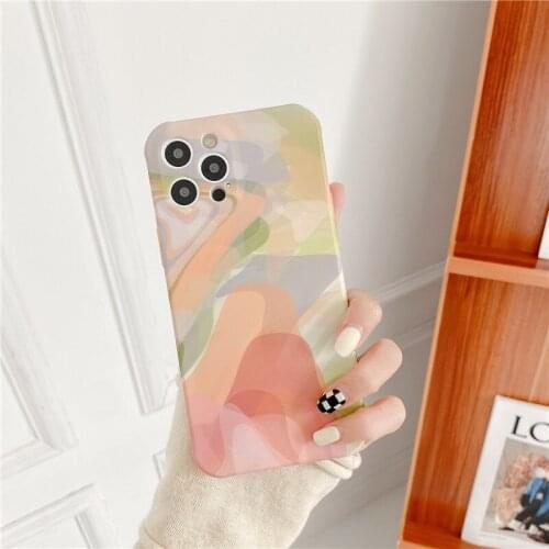 Retro Korean abstract wall painting art Phone Case For iPhone 11 12 Pro Max Xs Max XR XS 7 8 Plus X 7Plus case Cute Soft Cover