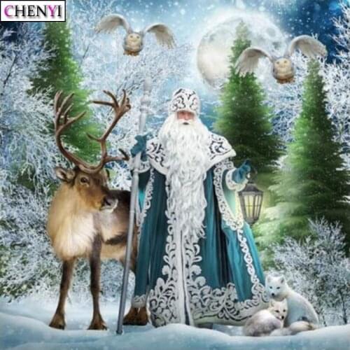 CHENYI 5D Diy Diamond Painting Santa Claus Diamond Embroidery Mosaic The Deer Stitch Rhinestones Christmas Decorations For Home