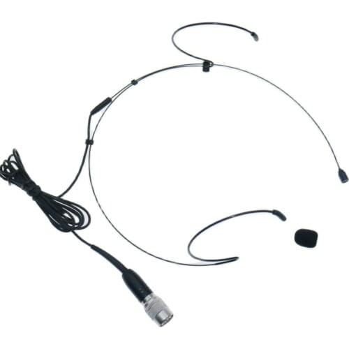 Beige Black Dual Single Hook Headset Microphone For Audio-Technica Wireless Microfone System Omnidirectional Core Hirose-4Pin