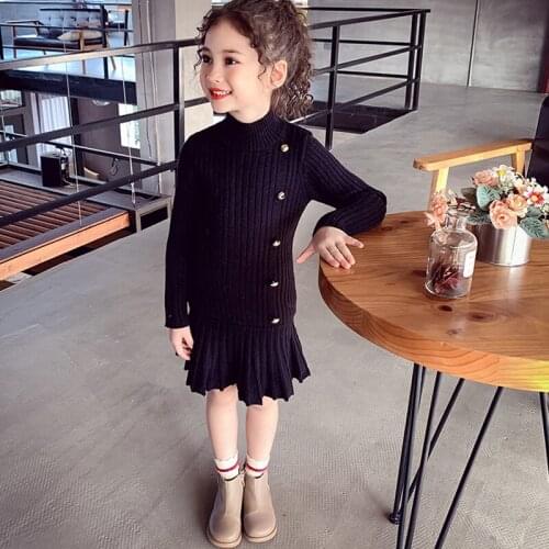 Kids Sweater Dress for Girl Winter Christmas Outfit Warm Knit Teenager Dress ids Birthday Party Prom Summer Princess Vestidos