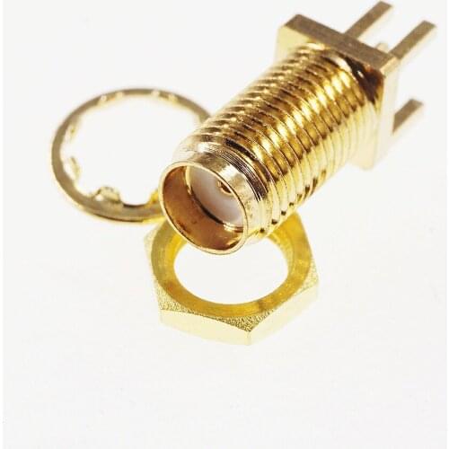 50 pcs Gold Plate SMA Jack Receptacle Female Socket 50 Ohm Board Edge End Launch Solder Tab coaxial RF connector 16.5mm Height